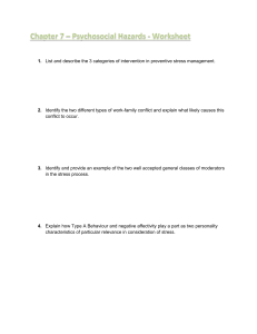 Chapter 7 Psychosocial Hazards Worksheet