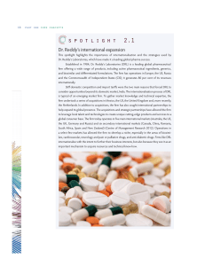 Dr. Reddy's International Expansion Case Study