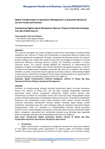 Digital Transformation in Operations Management: Trends & Practices