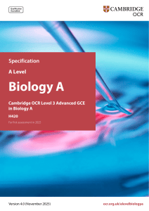 OCR A Level Biology A Specification H420