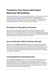 Transform Your Home with Expert Bathroom Remodeling