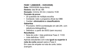OBB Fase 1: Regras e Datas da Prova de Biologia 2026