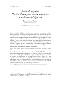 &iexcl;Cosas de Espa&ntilde;a! Naci&oacute;n liberal y estereotipo rom&aacute;ntico en el siglo XIX
