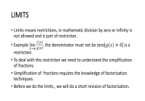 Limits and Factorization in Calculus: Study Guide