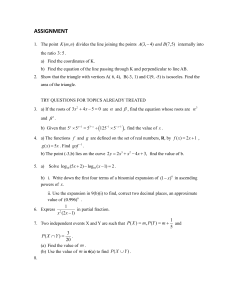 Math Assignment: Coordinate Geometry, Algebra, Probability Problems