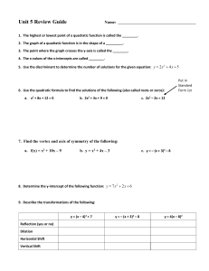 Unit 5 Quadratic Functions Review Guide