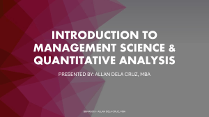 Introduction to Management Science & Quantitative Analysis