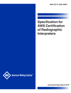 AWS QC15: 2008-AMD1 - Radiographic Interpreter Certification Spec