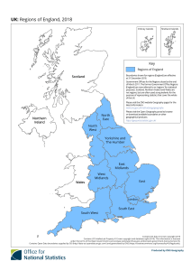 UK Regions of England 2018 Map