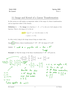 3.1 Image and Kernel of Linear Transformation - Math 3330 Notes