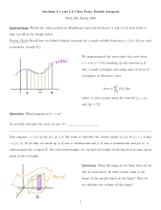 Class Prep: Double Integrals (Sections 5.1-5.2)