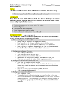 Bio 219 Molecular Biology Lab Report Template