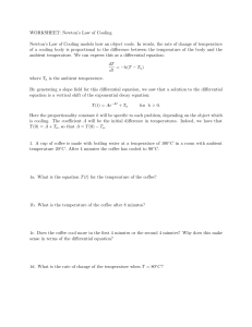 Newton's Law of Cooling Worksheet