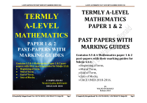 A-Level Mathematics Past Papers & Marking Guides 2018