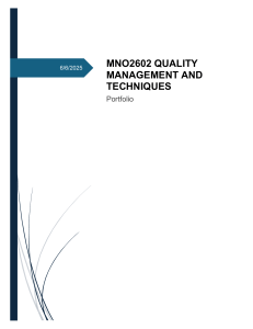 MNO2602 Quality Management & Techniques Portfolio
