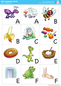 Karty słownictwa wielkich liter A-F - Super Simple Learning