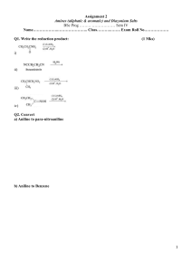 BSc Chemistry Assignment 2: Amines & Diazonium Salts