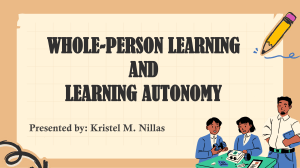 Whole-Person Learning and Learning Autonomy Presentation
