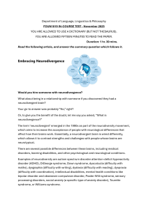 Embracing Neurodivergence: FOUN1019 In-Course Test