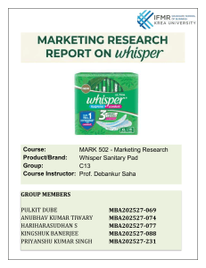 Marketing Research Report on Whisper Sanitary Pads