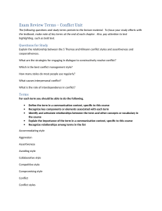 Conflict Unit Exam Review Terms