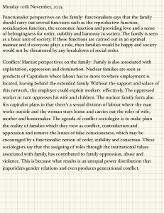 Functionalist vs. Conflict/Marxist Perspectives on the Family