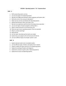 Operating Systems Question Bank CSE2269 CA-1