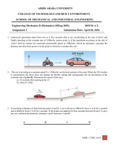 Engineering Mechanics II Dynamics Assignment 1
