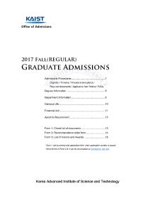 KAIST 2017 Fall Graduate Admissions Guide