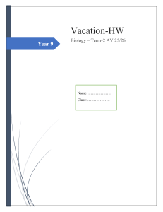 Year 9 Biology Term 2 Vacation Homework