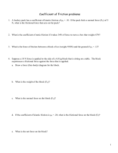 Coefficient of Friction Problems Worksheet