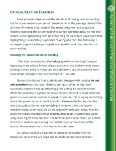 Critical Reading Exercises: 3 Active Strategies