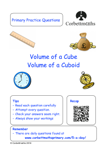 Primary Practice Questions: Volume of a Cube & Cuboid