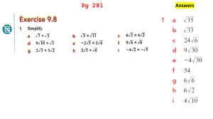 Surds Multiplication and Division Worksheet