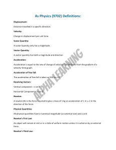 Physics Definitions for AS Level (9702)