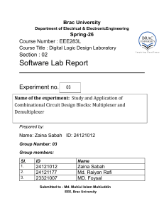 Digital Logic Design Lab Report: Multiplexer and Demultiplexer