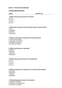 Hydrocarbons Basics Reflective Exercise Quiz