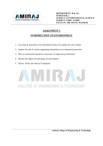 Environmental Science Assignment 1: Introduction to Environment