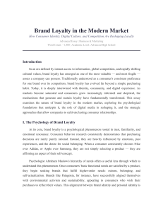 Brand Loyalty in the Modern Market