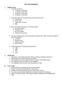 Test Questionnaire on Mi Ultimo Adios