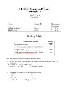 ELEC 351 Signals and Systems Lab Exercise #1