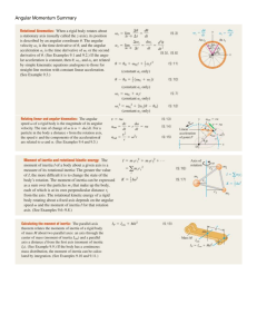 Angular Momentum Summary: Rotational Kinematics & Moment of Inertia