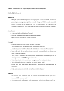 Roteiros de Entrevistas para Projeto Digital de Sa&uacute;de P&uacute;blica e Atividades ao Ar Livre