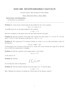 MAT 229 Multivariable Calculus Practice Exam