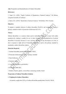 Preparation and Standardization of Sodium Thiosulfate