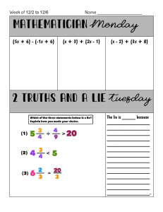 Middle School Math Worksheet: Algebra & Rational Numbers
