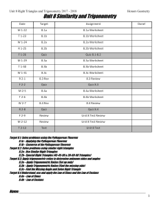 Unit 8 Right Triangles & Trigonometry Syllabus