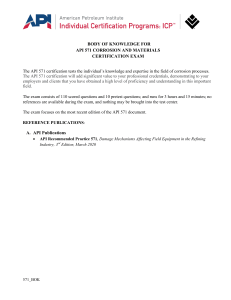 API 571 Corrosion and Materials Certification Exam Body of Knowledge