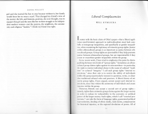 Liberal Complacencies: Multiculturalism and Feminism