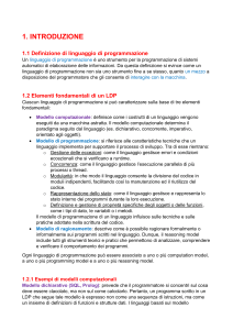 Introduzione ai Linguaggi di Programmazione